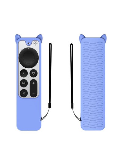 Buy Cat Ears Shape Silicone Protective Case Cover For Apple TV 4K 4th Siri Remote Controller(Luminous Blue) in Saudi Arabia