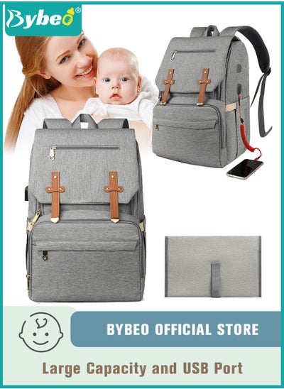 Buy Large Baby Diaper Bag, Multifunctional Diapers Changing Backpacks, Waterproof  Nappy/Nursing Bags, Fashion Mommy Backpack with Portable Change Mat and USB Charge Port, for Newborn Mother/Father in UAE