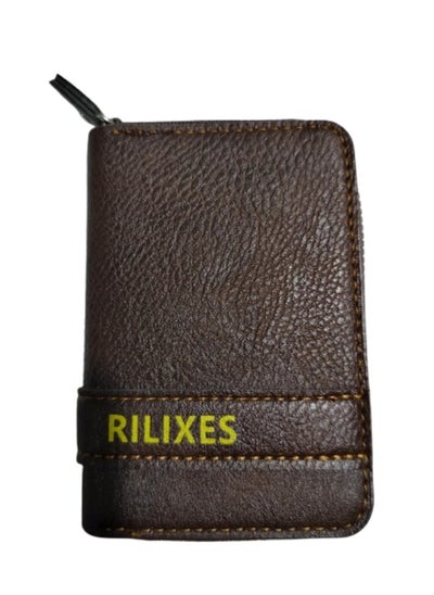 اشتري Leather Zipper Wallet for Men Small 11 Card Holder في مصر