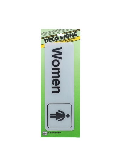 Buy Deco Series Self Adhesive Women Restroom Sign Black and White 3 x 9 Inch D-14 in Saudi Arabia