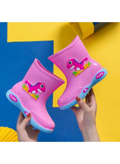 Buy Four Seasons Childrens Rain Boots Womens Fleece-lined Warm Detachable Water Shoes Non-slip Waterproof Rain Boots Young Childrens Small and Medium-sized Childrens Boys BootsPink [without velvet]] Pink [without velvet]] in UAE