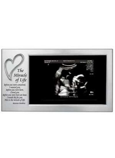 Buy Sonogram Photo Framemiracle Of Life 4"X8"Satin Silver Steelnew Babybaby Shower in UAE