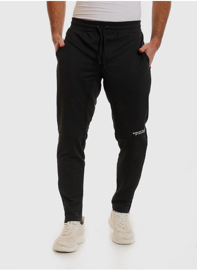 Buy Navy Blue Side Leg Patch Elastic Waist Sweatpants in Egypt