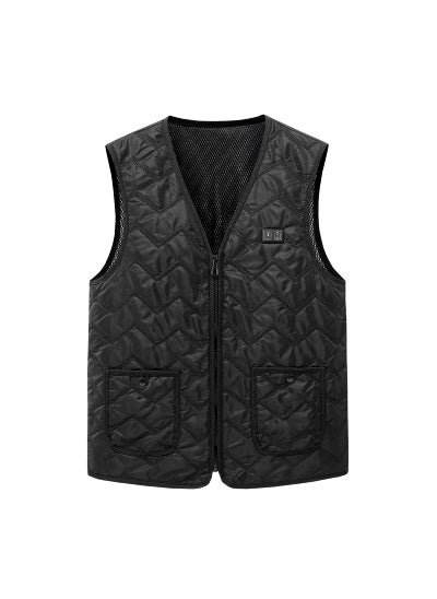 Buy 2022 Winter new intelligent heating vest mens and womens electric heating double control constant temperature heating vest gear temperature adjustment Black Black in Saudi Arabia