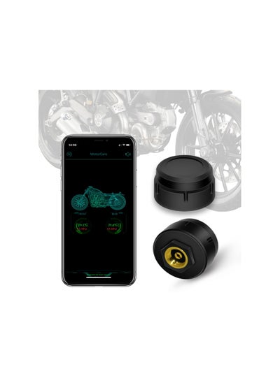 اشتري Bluetooth Motorcycle Tire Pressure Monitoring System, with 2 External Sensors, Tire Pressure & Temperature Alarm, Wireless Motorcycle Tpms Supporting Ios and Android, Easily Be Installed في السعودية