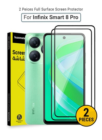 Buy 2 Pieces Infinix Smart 8 Pro Screen Protector – Premium Edge to Edge Tempered Glass, High Transparency, Delicate Touch, Anti-Explosion, Smooth Arc Edges, Easy Installation in Saudi Arabia