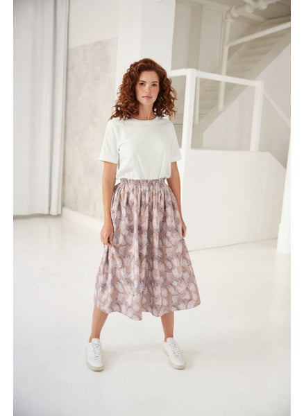 Buy Women Allover Printed Midi Skirt, Grey Combo in UAE