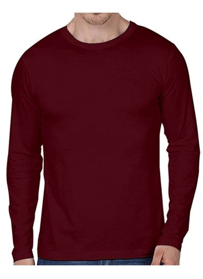 Buy Burgundy Basic sleeve T-shirt in Egypt