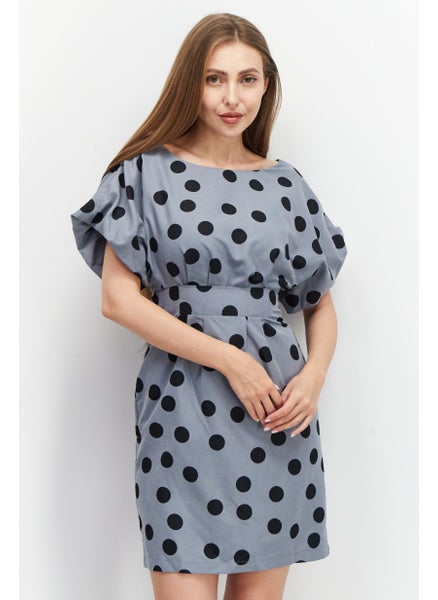 Buy Women Polka Dots Mini Dress, Grey/Black in UAE