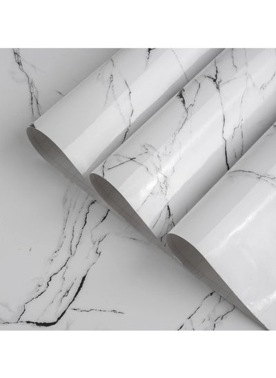 Buy White marble wallpaper for tabletop, kitchen, and bathroom, 2 meters x 45 cm. in Egypt