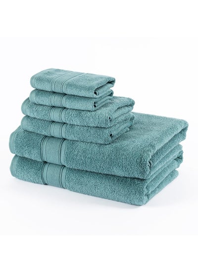 اشتري Broyhill 6-Pack Towel Set, Teal - 435 Gsm في الامارات