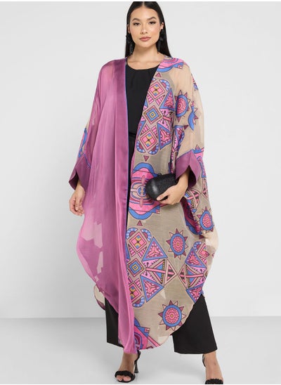 Buy Cape Sleeve Printed Jalabiya in UAE