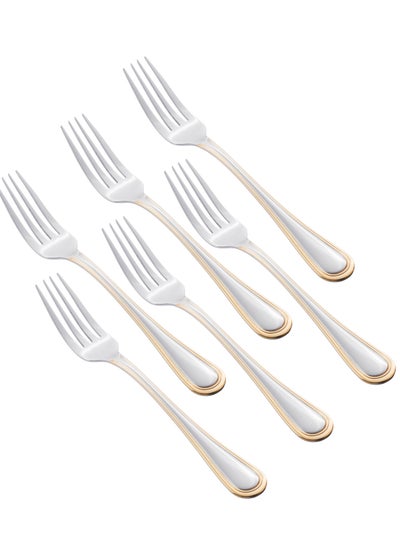 Buy Set of 6 stainless steel forks with gold decoration in Saudi Arabia