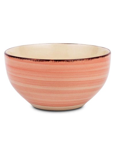 Buy Nava Stoneware Terra Cotta Cereal Bowl Lines 14Cm in UAE