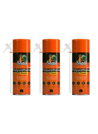 Buy Snail Polyurethane Foam -3 Piece 300ml- High-Density Sealant Spray with Extended Reach Tip for Weatherproof Insulation Heat Preservation and Gap-Filling in Construction Home Repairs and DIY Projects in Saudi Arabia