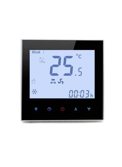 Buy Wifi Programmable Room AC Smart Thermostat Energy Saving FCU Central Air Conditioner Touch Controller 95 240VAC with Alexa Echo Google Home IFTTT Support Black with Silver Frame in UAE