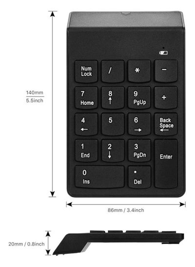 اشتري لوحة أرقام لاسلكية صامتة محمولة ولوحة مفاتيح رقمية مع جهاز استقبال USB صغير للكمبيوتر المحمول والكمبيوتر المكتبي، متوافق مع نظام التشغيل Windows، عمر 10 ملايين ضغطة مفاتيح، مسافة استخدام 10 أمتار في الامارات