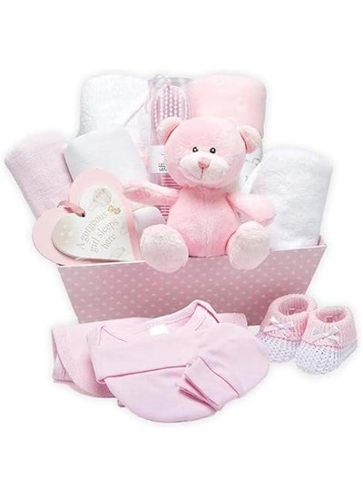 اشتري 14 Welcome Baby Girl Gift Basket - Pink في الامارات