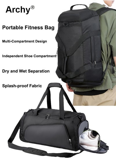 Buy Large-Capacity Shoulder Bag Outdoor Sports Portable Fitness Bag Dry and Wet Separation in UAE