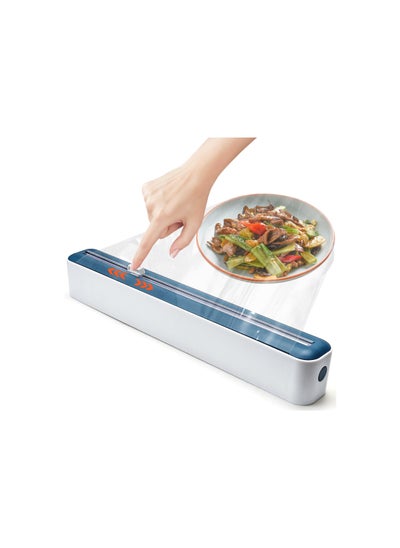 Buy Cling Film and Foil Cutter, 2 in 1, Food Wrap Dispenser with Magnetic Suction, Adjustable Storage and Cutting Box, for Cling Film, Tin Foil, Home Kitchen, Restaurant, Cutter wall Mounted (Blue) in Saudi Arabia