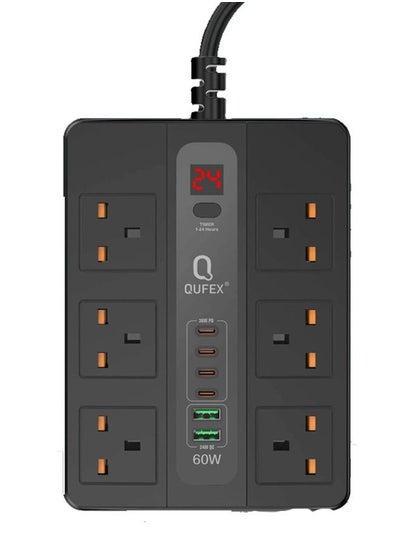 Buy Electrical Power Strip Qufex 3000 Watts Black 3m in Saudi Arabia