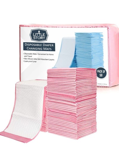 Buy Little Story -Disposable Diaper Changing Mats - Pack of 50pcs - Pink in Saudi Arabia