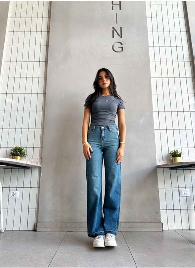 Buy Straight Leg - Mid Vintage Blue High-Waisted Jeans. in Egypt