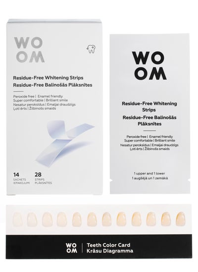 Buy WOOM Residue-Free Whitening strips 28 strips|14 treatments, Enamel Safe Teeth Whitener, 10 shades Whiter in UAE