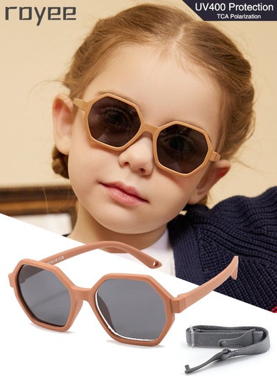 Buy Fashion Baby Sunglasses with Strap Polarized Flexible UV400 for Infant Toddler Boys Girls Age 0-3 Years old-Brown Frame in UAE