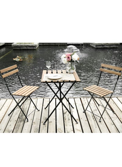Buy 3-Piece Folding Bistro Set Outdoor Table Chairs Set Patio Garden Furniture in Saudi Arabia