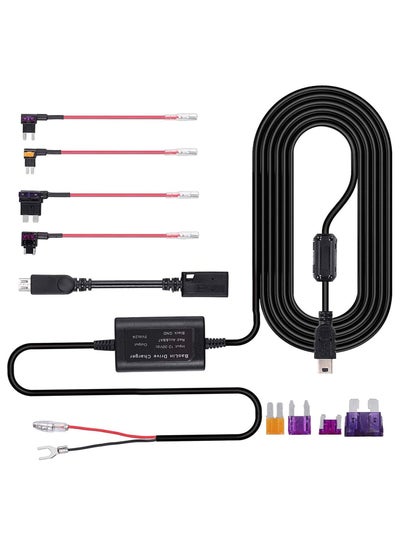 اشتري 10ft Hard Wire Kit for Dash Cam with Mini/Micro/Micro2 Fuse 12V-24V to 5V Dash Cam Hardwire Kit في السعودية