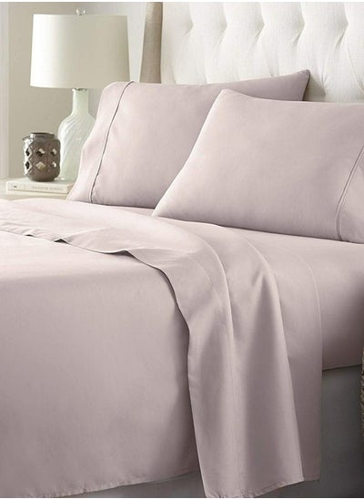 Buy Stitch King Cotton Sheet Set 4 Pieces 300 Stitches Light Purple in Saudi Arabia