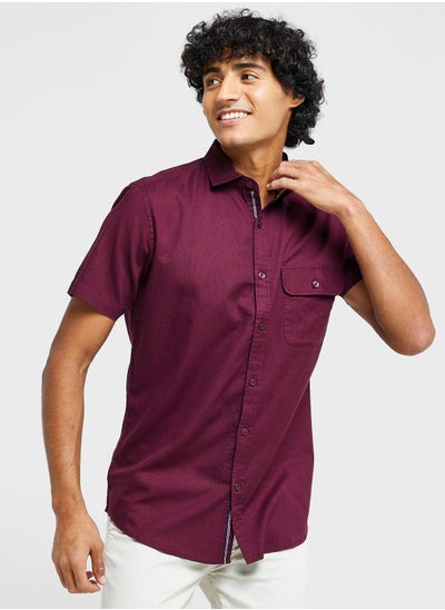 Buy Cotton-Elastane Casual Single Pocket Shirt in UAE