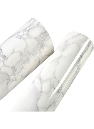 Buy Marble Pattern Removable Self Adhesive Wall Sticker White in Saudi Arabia