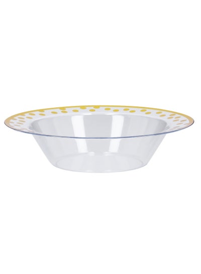 Buy 7" Plastic Luxury Party Bowl- PWLP1403 Luxury Party Bowls, Premium-Quality, BPA-Free, Food grade and Hygienic Perfect for Large Gathering, Parties, Events, Etc Clear with Golden Print in UAE