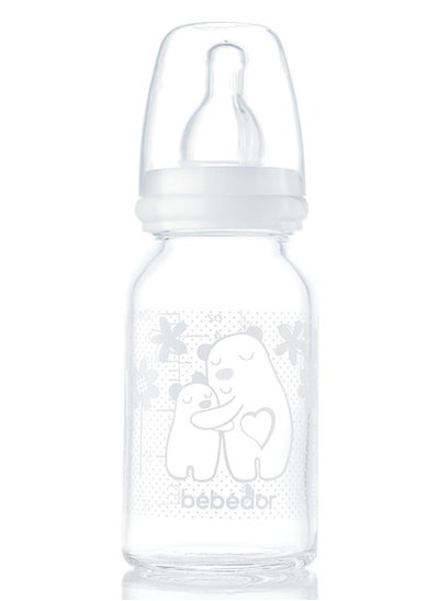 Buy Glass bottle, 125 ml, narrow neck, white color, new born in Egypt