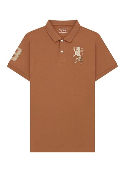 Buy Men's Embroidery Lion Polo - Brown in Saudi Arabia