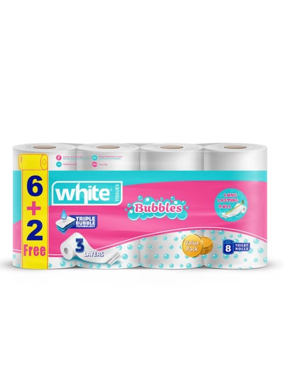 Buy White Bubbles Toilet Tissue 8 Rolls in Egypt