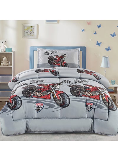 Buy 3-Piece kids Medium Filling Comforter set Reversible Bed Set Single Size 160x210 cm for Boys & Girls in Saudi Arabia