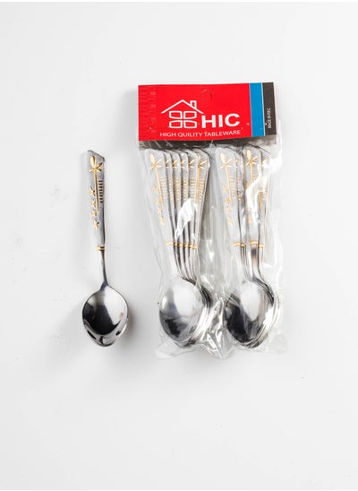 Buy Stainless steel sweet spoons 12 pieces gold/silver in Saudi Arabia