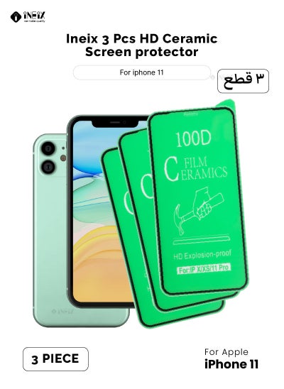 Buy 3 Pcs HD Ceramic Screen Protector For Apple iPhone 11 - Black/Clear in Saudi Arabia