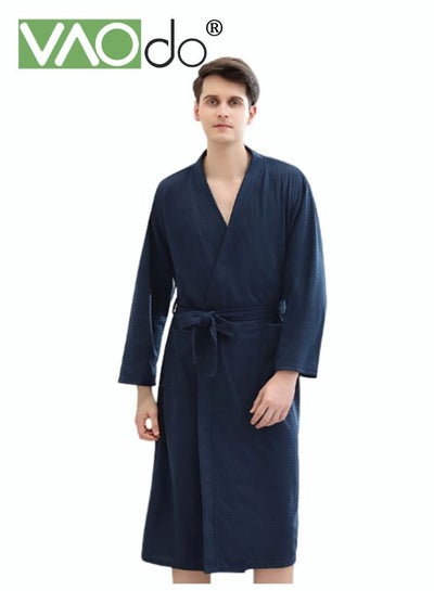 Buy Men's Bathrobe Light Super Absorbent Skin-friendly Home Clothes Suitable For All Seasons Nightgown Navy Blue in Saudi Arabia