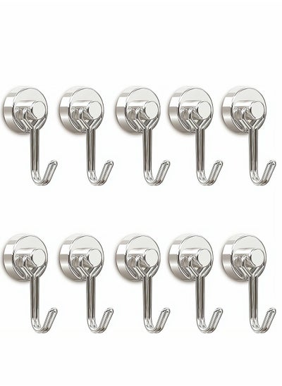 Buy Magnetic Hooks Pack of 10 Silver Heavy Duty Strong Magnet Hook with Rust Proof for Indoor Outdoor Hanging Refrigerator Grill Kitchen Key Holder Locker Classroom in Saudi Arabia