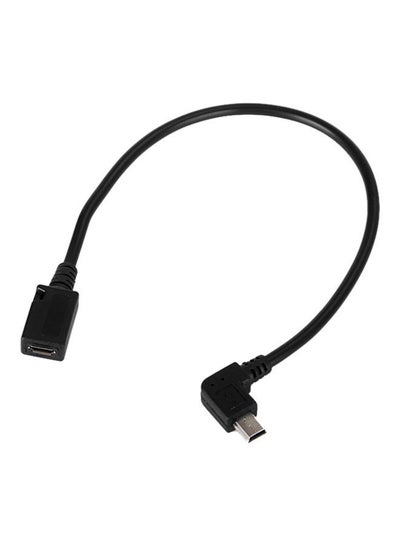 Buy Right Angle 90 Degree Male Mini USB To Micro Female Extension Data Sync Charging Cord Black in UAE