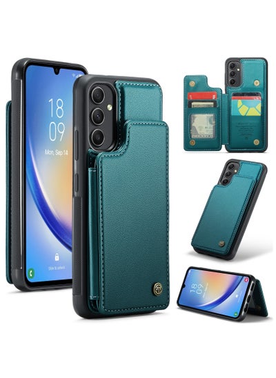 Buy Wallet Case for Samsung Galaxy A54, Premium Handmade Durable PU Leather Slim Shockproof Case with [Double Magnetic Clasp] [Card Holder] [Kickstand] [RFID Blocking] (Green) in Egypt