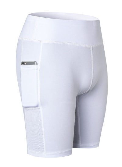 Buy Women Quick Dry Breathable Elastic Shorts White in Saudi Arabia