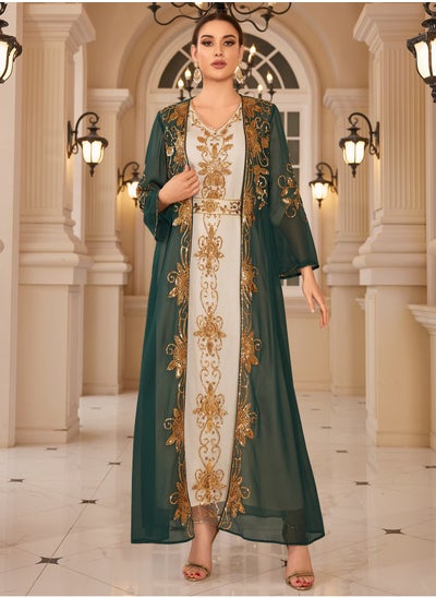 Buy Dubai Moroccan Kaftan Arabic Abaya Maxi Hand Beaded Caftan Farasha Floor Length Party Wear Wedding Gown Beach Stylish Jalabiya Women Dress in Saudi Arabia