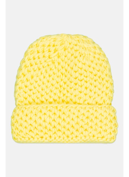 اشتري Women Waffle Knit Beanie, Yellow في الامارات