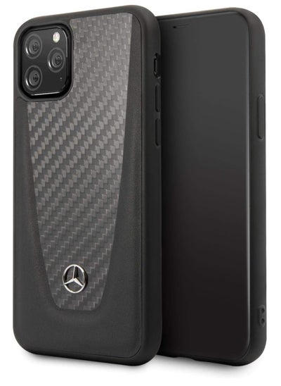 اشتري Mercedes Benz Hardcase Leather With Carbon Fiber For iPhone 12 Pro Max - Black في مصر