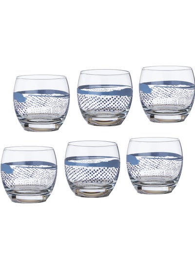 Buy A set of 6 Turkish glass cups from Basabash, made in Turkey, with blue decor, 340 ml in Saudi Arabia